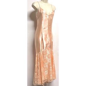 Vintage Romantic 80’s does 20’s Satin Drop Waist Slip Dress S